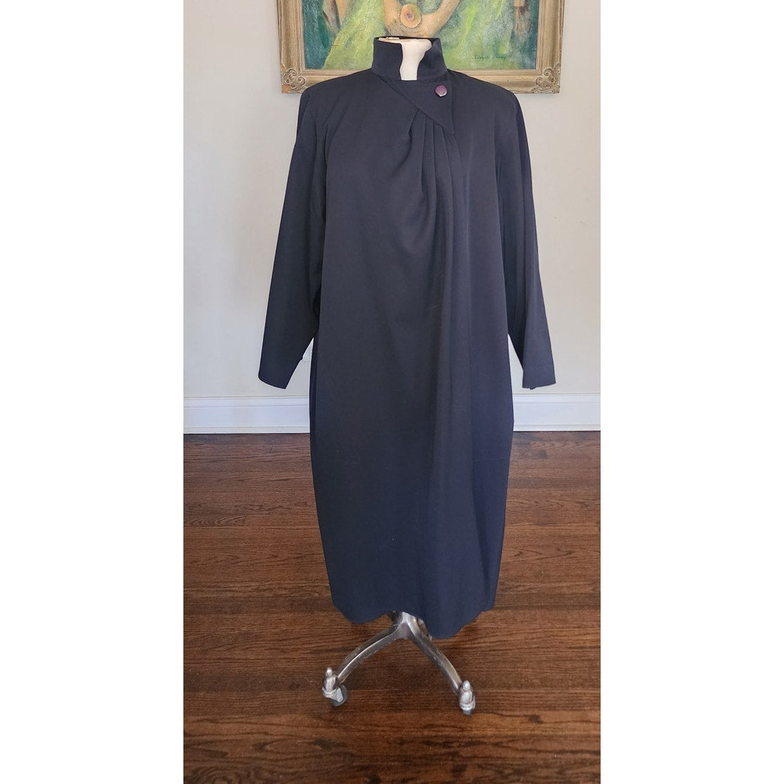 Vintage 1980s RAMOSPORT Coat Black Trench Raincoat Anne-Marie Beretta