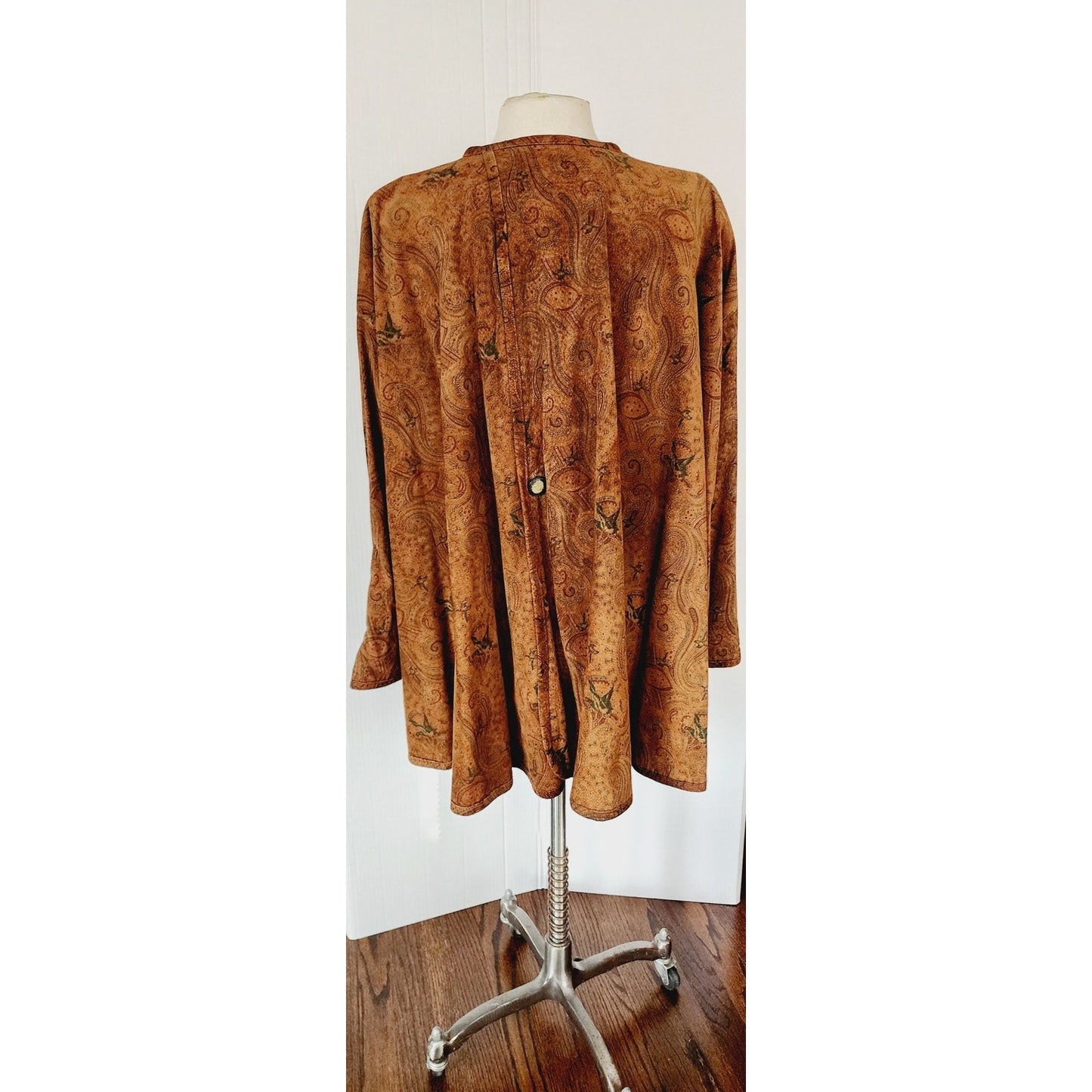 90s Brown Suede Swing Jacket Paisley Print Giotti Firenze