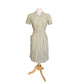 Vintage 40s 50s Pastel Green Blue Striped Day Dress w/Pocket & Belt Short Sleeves