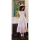 Vintage 90s Cotton Print Sun Dress Sleeveless White Pink Cityscape Print Circle Skirt / S