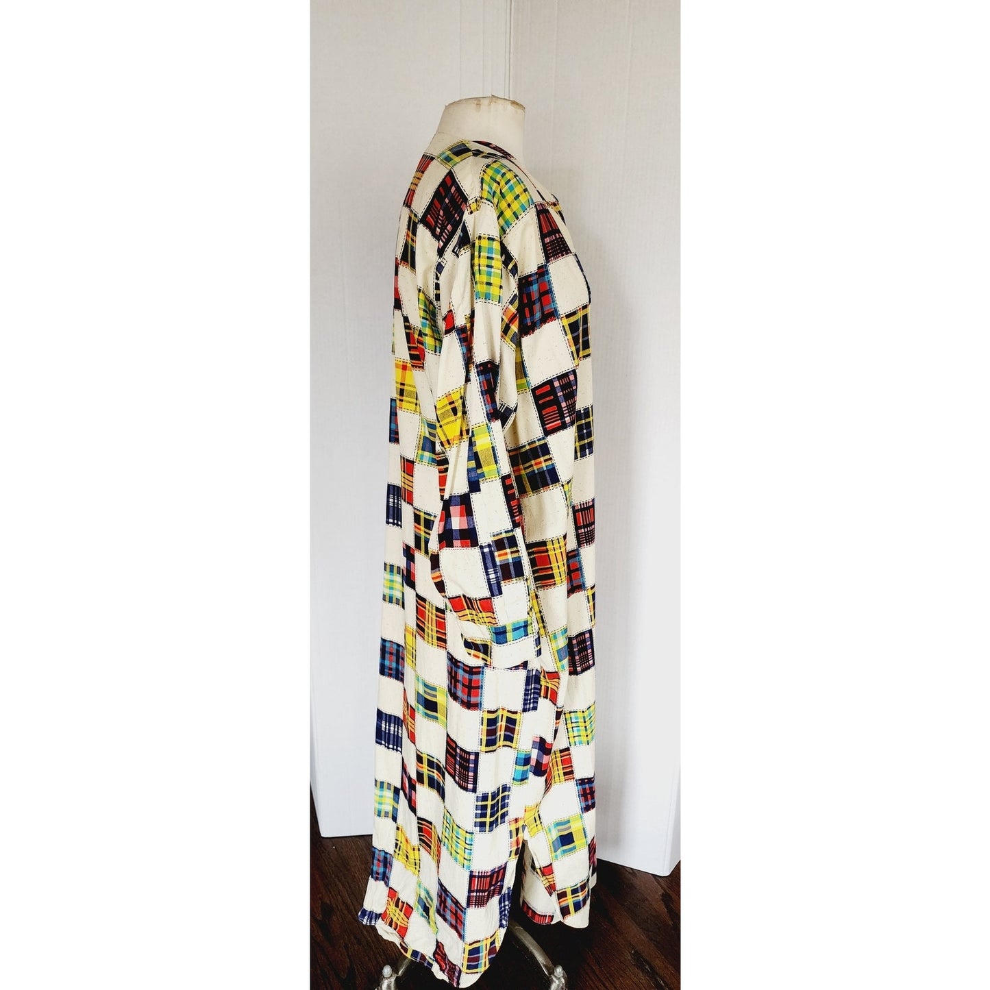 70s Men's Pajama Dress Caftan Lounger Patchwork Quilt Print H&S Pogue Co