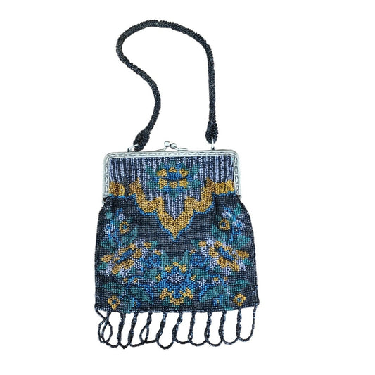 Antique Beaded Handbag Made in Germany Edwardian Microbeading