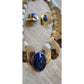 Vintage 80s FLORELLE Necklace Earring Set Sterling Silver & Blue Sodalite