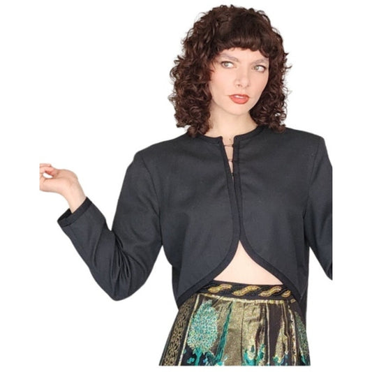 Vintage 80s Black Jacket Cropped Bolero Style Le Chateau