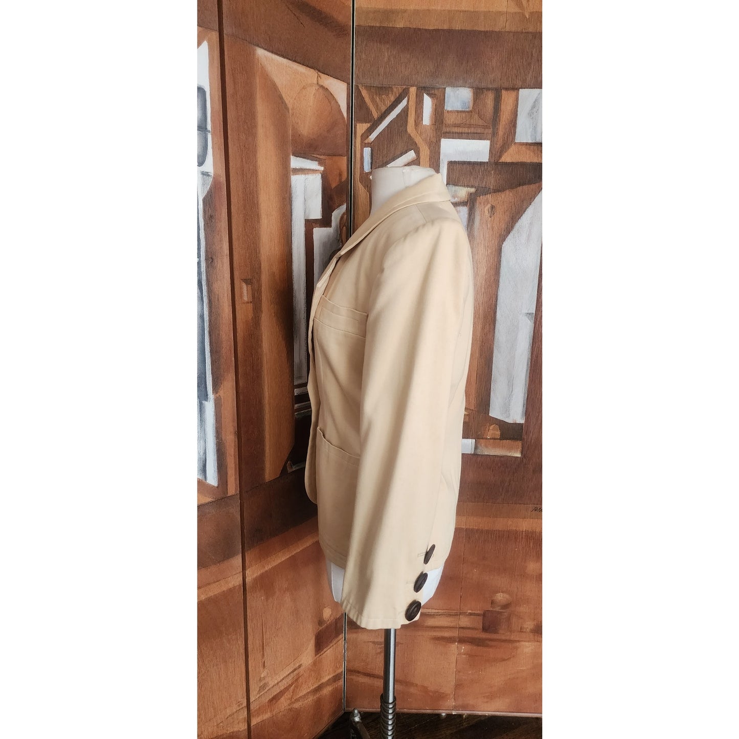 Vintage 80s YVES SAINT LAURENT Beige Blazer Single Button Jacket