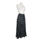 Vintage 1990s Anne Klein II Long Skirt Black Linen White Plaid Button Down / M