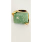 Vintage Yves Saint Laurent Arty Ring Green Aventurine Stone Chunky Gold Base