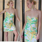 Vintage Y2K Pucci Strapless Cotton Print Dress Yellow Green Floral NWOT