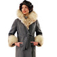 60s Gray Coat Cream Fox Fur Collar & Cuffs by Gino Rossi