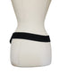 Leather Shop Belt Black Leather Studded Asymmetric Front Elastic Waist Gold Tone