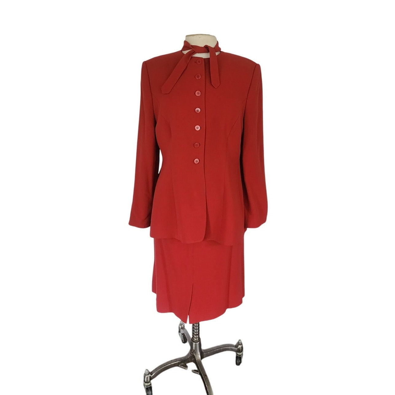 Vintage 1990s Armani Black Label Rust Red Skirt Suit IT 50