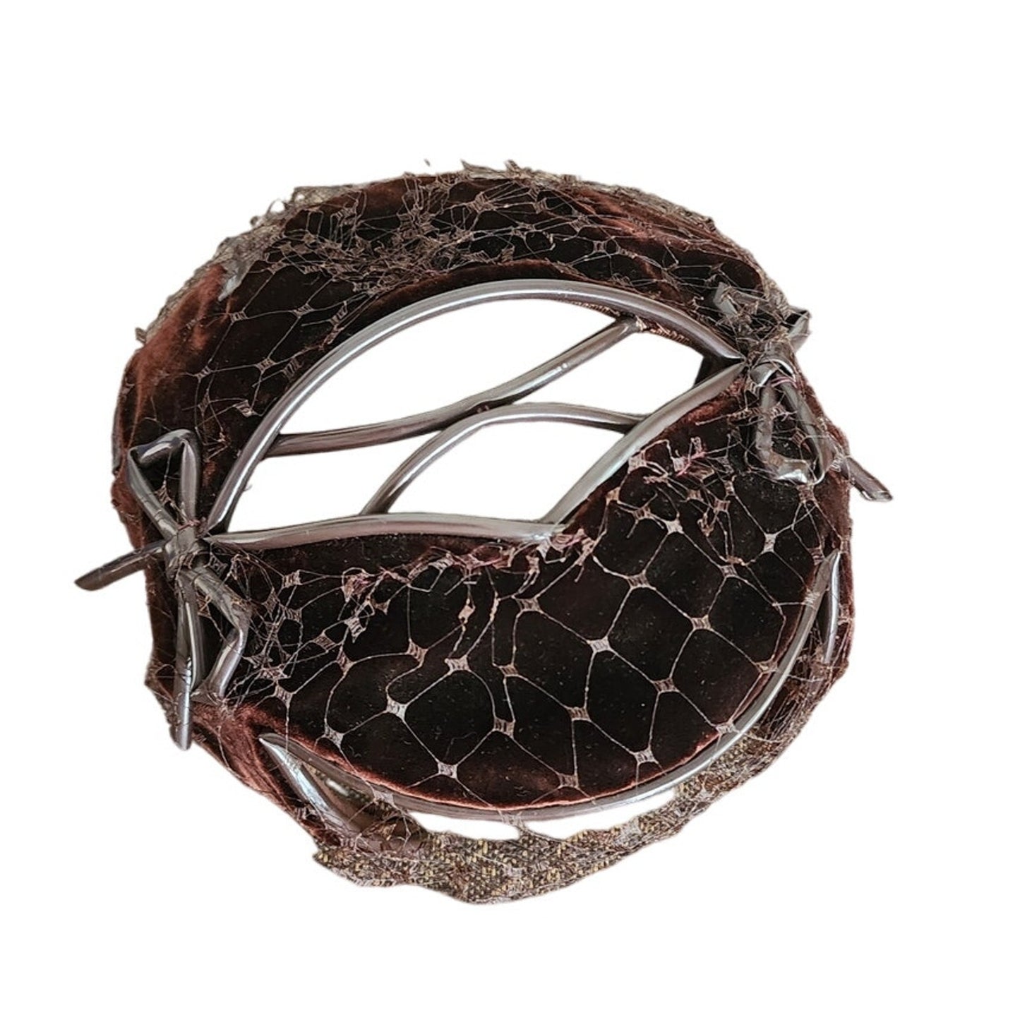 Vintage 1950s Bes-Ben Hat in Brown Velvet w/Bows Chicago Midcentury Millinery