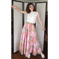 Vintage 70s Maxi Skirt Elastic Waist Pink Floral Print Saks Fifth Avenue