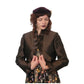 Vintage Brown Jacket Ruffled Trim Wool Silk Evening Dressy Blazer Frascara M