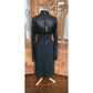 Vintage 1970s Black Maxi Dress Silk Knit Sequined Lurex Pat Sandler Dress Long Sleeve S