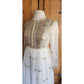 Vintage 70s Boho Party Dress White Gold Organza Chuck Howard