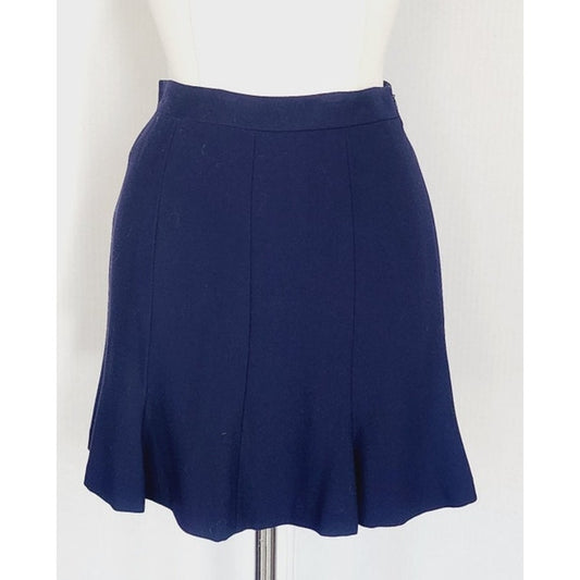 1980s Norma Kamali Short Skirt Navy Blue Wool