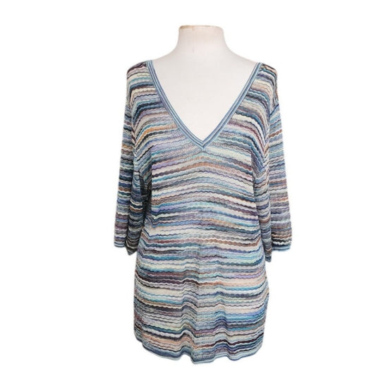 Missoni Vintage Y2K Tunic Sweater Top NWT Women L Rayon Zigzag Knit Multicolor