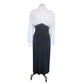 Vintage 80s Neo Edwardian Dress White Ruched Top Black Skirt Long Sleeves / M