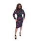 Vintage 1980s UNGARO Sac Dress Dark Floral Print Wool w/Sash Necktie / M
