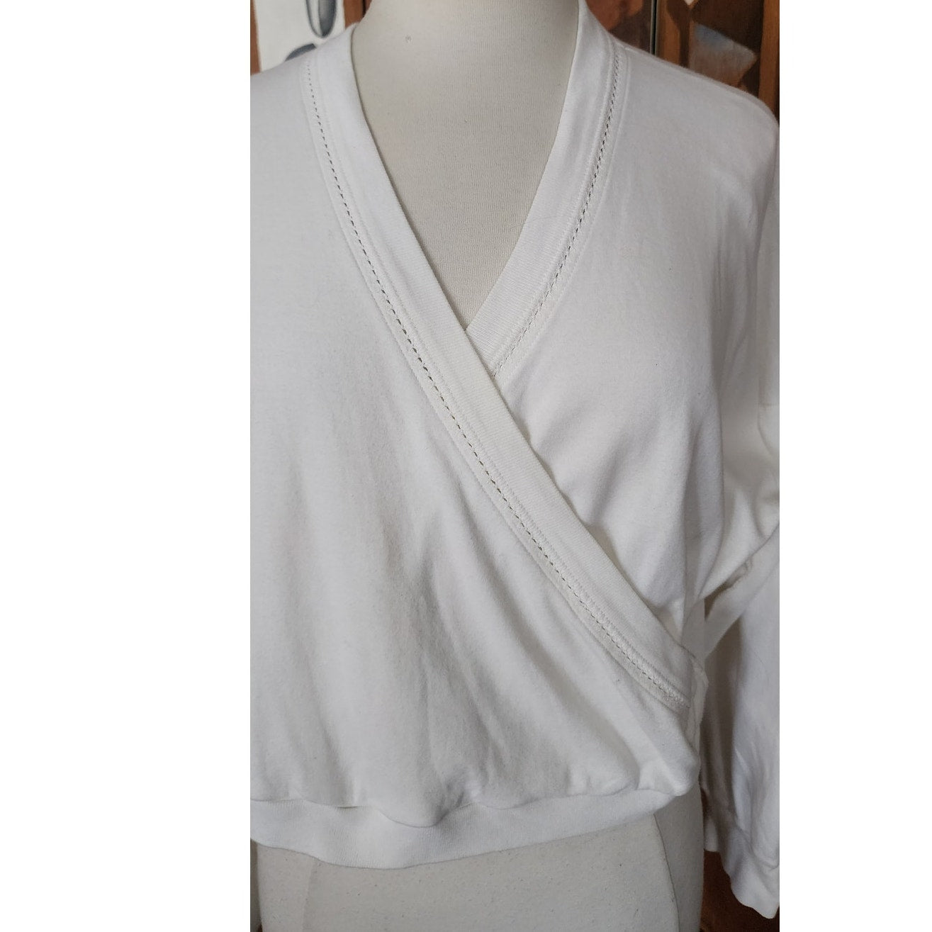 Sonia Rykiel Vintage White Wrap Knit Top Sweater M | Dolman Sleeve V-Neck
