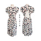 Vintage 1980s Krizia Dress Silk Puff Sleeve Open Back Geometric Abstract Midi
