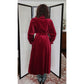 Vintage 80s Red Velvet Coat Raglan Sleeves, Belted