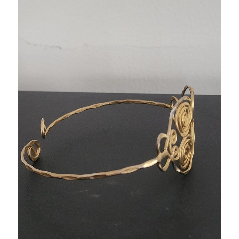 Vintage 1970s Gold Torque Choker Spiral Necklace