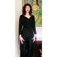 Vintage 70s Fringed Pant Suit Black w/Gold Embroidery by Climax / S