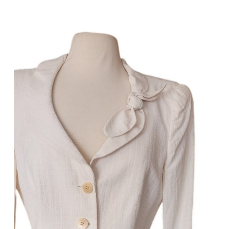 Vintage 2004 ARMANI Blazer in Cream Off White w/Bow Fitted Jacket / Large