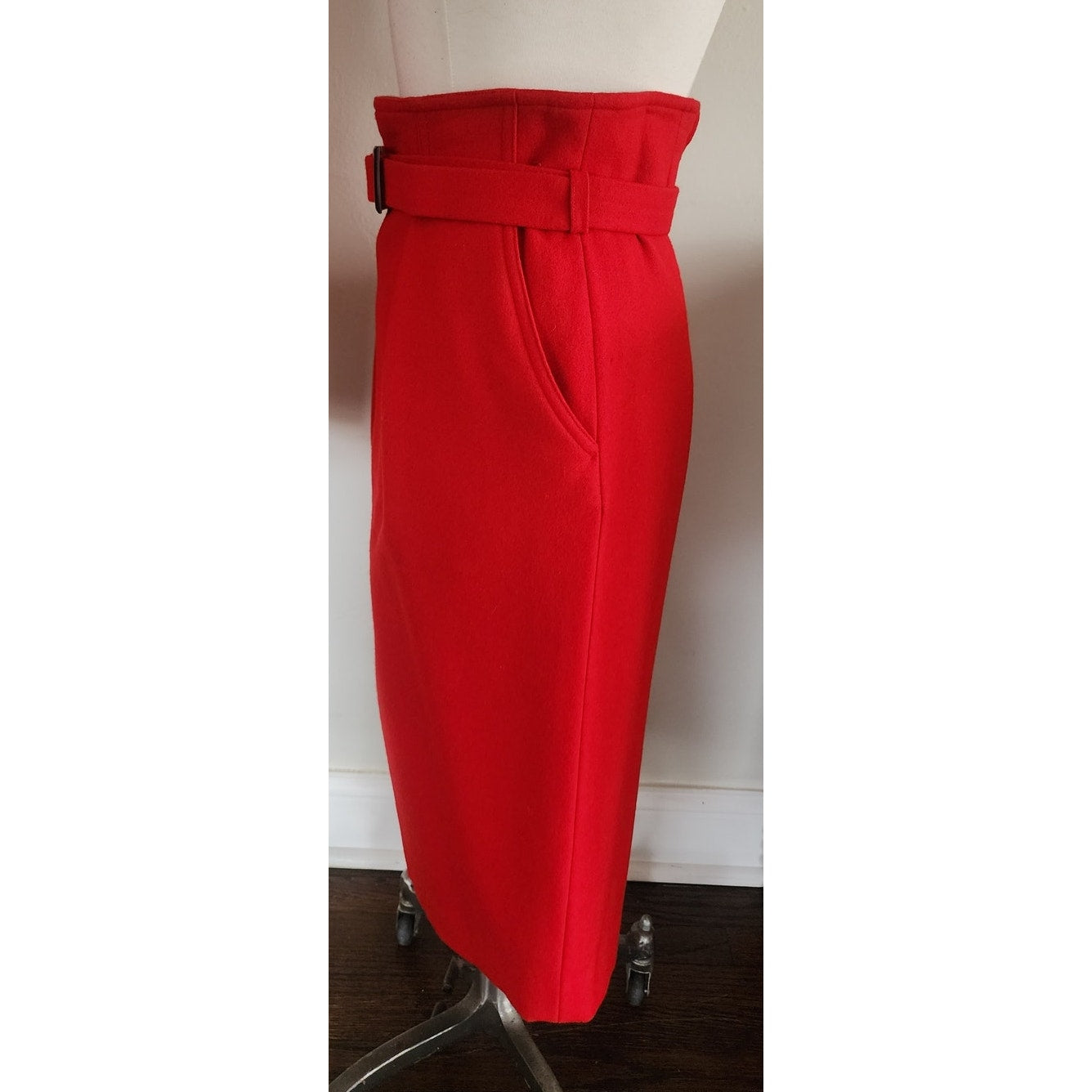 Vintage 1980s GUY LAROCHE Skirt Suit Red Wool DOCUMENTED 1989 / M