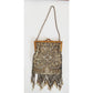 Antique Beaded Bag Shimmering Metallic Gold Silver Fringe Edwardian Art Nouveau France