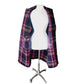 Vintage 90s Purple Wool Plaid Poncho Cloak Coat w/Scarf