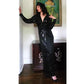 Vintage 80s Black Sequined Evening Dress Oleg Cassini / M