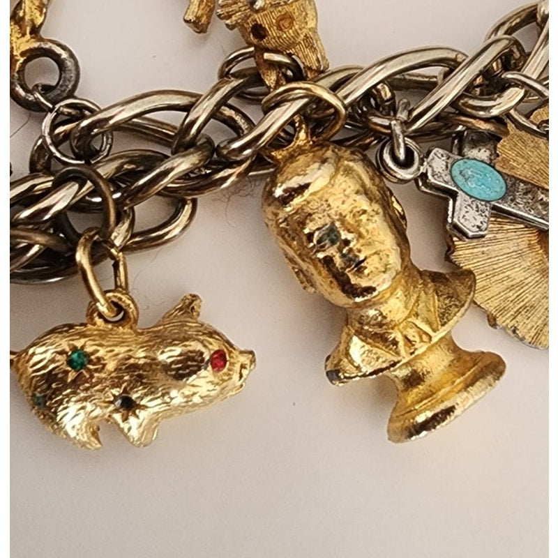 Vintage 50s 60s Gold Charm Bracelet Travel & Hobbies Novelty