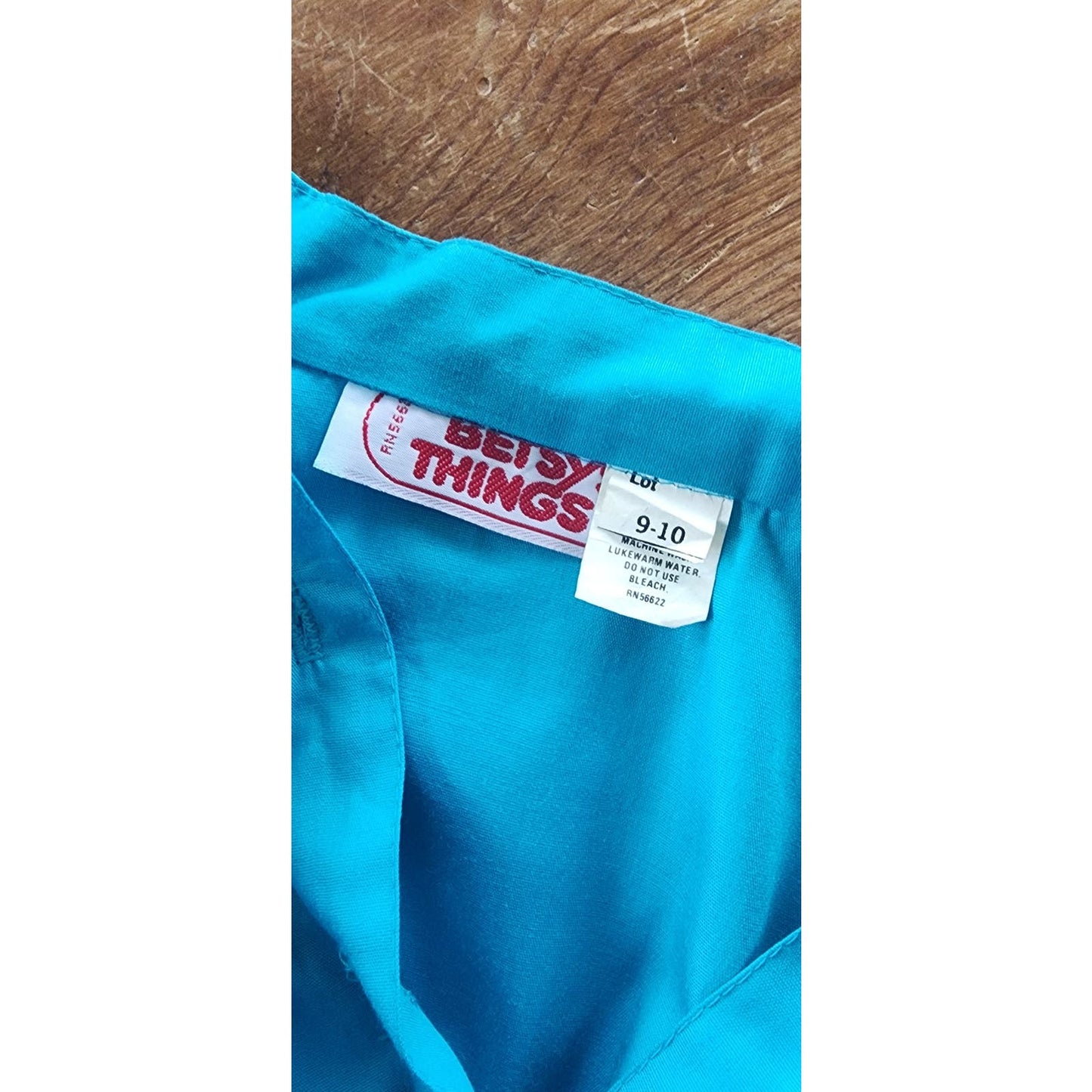 Vintage 80s Blue Day Dress Puffed Sleeves Pink Belt Betsy's Things