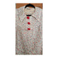 Vintage 30s Silk Day Dress Short Sleeves Speckled Floral Print Large Red Buttons