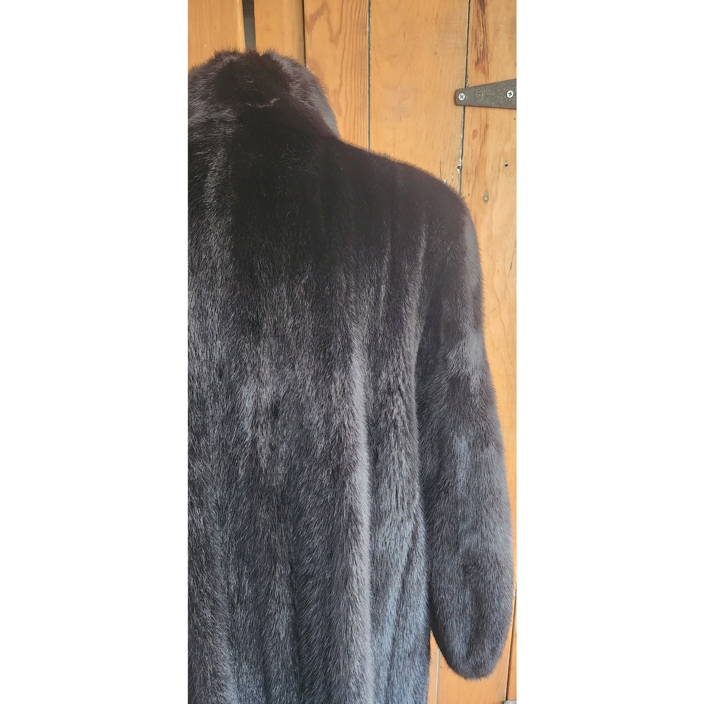 Vintage 1990s Black Ranch Mink Fur Coat Sized Medium to Large Evans Collection