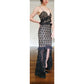 SELF PORTRAIT Evening Dress Aaliyah Organza Ruffled Black Guipure Lace Gown Spaghetti Straps