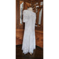 Vintage 80s Scott McClintock White Lace Dress Drop Waist Puffed Sleeves NWT