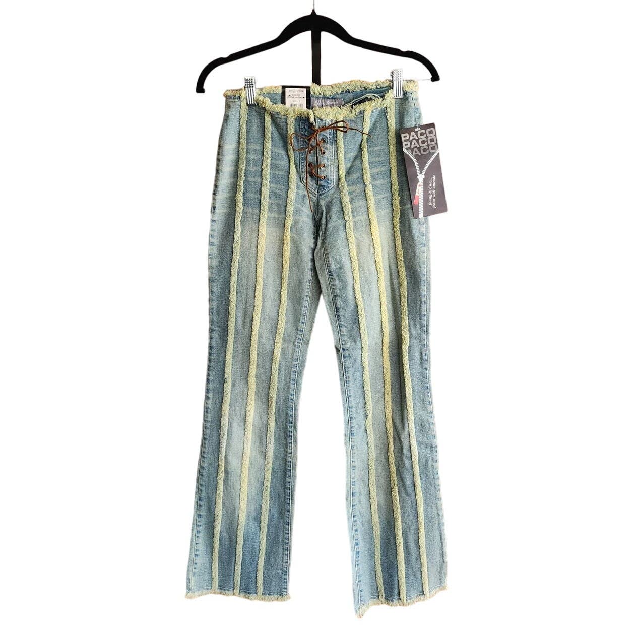 Y2K does 70s Low Rise Blue Jeans Corset Lace Front NWT by Paco