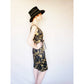 Vintage 1960s Cocktail Dress Black Gold Floral Beaded Brocade Sleeveless Wiggle Party Dress Ornate S