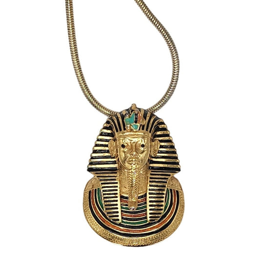 Vintage 60s King Tut Pendant Egyptian Necklace Eisenberg