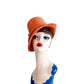 Vintage 60s Orange Hat Mod Style High Crown Gabriella