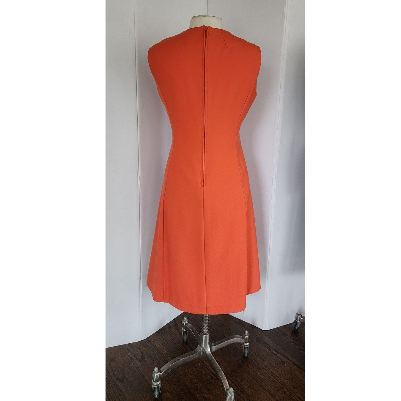 Vintage 60s Orange Dress Mod A Line Skirt / Medium