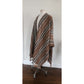 Vintage Fotrama Poncho Alpaca Wool Brown Cream Striped w/Fringe Handmade Ruana Bolivia