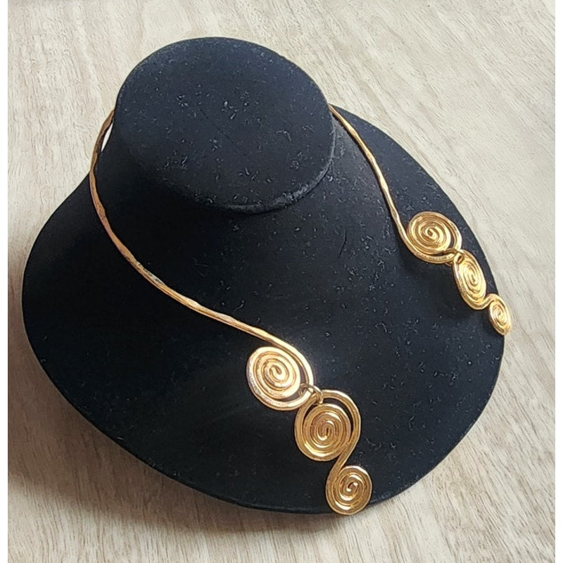 Vintage Gold Torque Choker Spiral Necklace Open Cuff