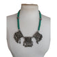 Vintage Tibetan Nepali Bib Necklace Dyed Agate Blue Beads Sterling Silver Clasp