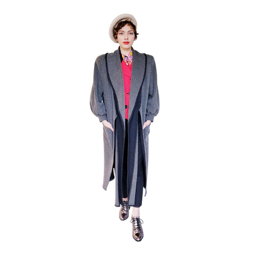 Vintage 1990s Gray Wool Coat Victoria March Chicago Boutique Designer