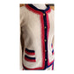Vintage 60s Adolfo Skirt Suit Cream Blue Red  Knit in Chanel Style